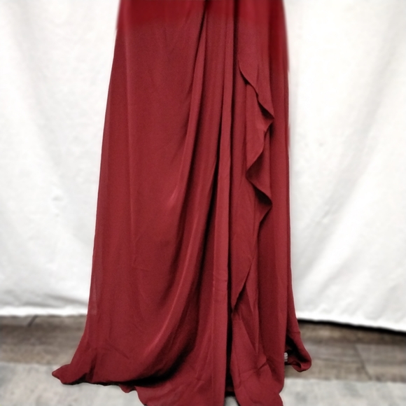 JJs House. NWT. Burgundy Full Length Chiffon Bridesmaid/Mother Bride Dress.  8. - Picture 7 of 15